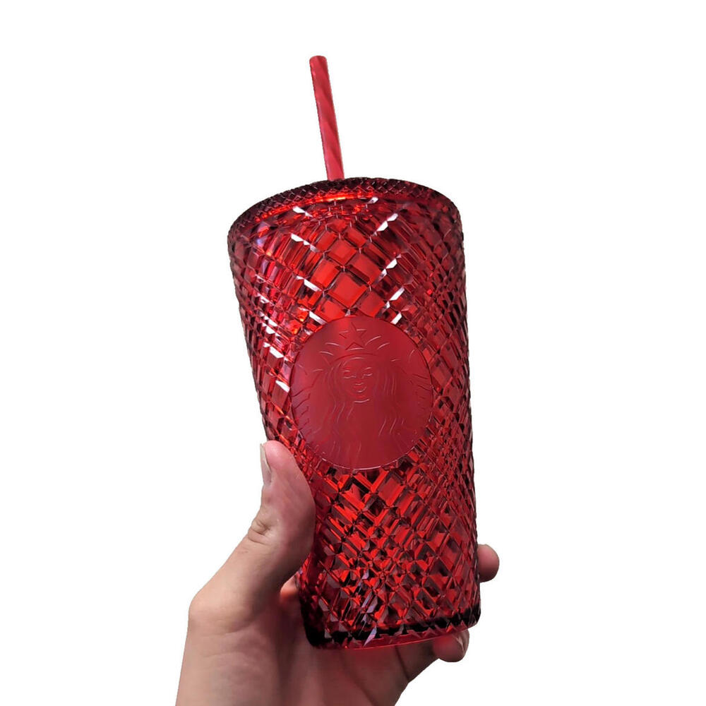 (NEW) Starbucks 16oz Red Jeweled Tumbler Cold Cup 2021 Holiday Plastic Cup